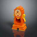 Orange Wooden Cartoon Style Table Clock With Smiling Face And Decorative Base For Home