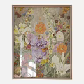 Colorful Botanical Painting With Various Flowers And Framed Wall Art Decor