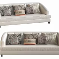 Elegant White Sofa With Multiple Patterned Cushions For Modern Living Room 3d model