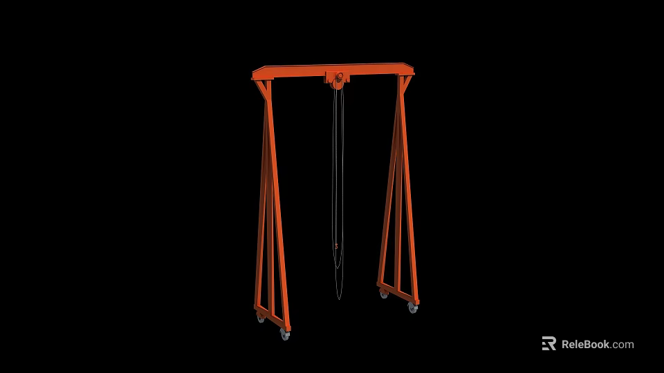 Orange Playground Equipment A Frame Structure With Chain And Wheels 3d model 