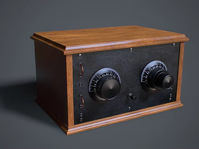 Vintage Wooden Stereo Speaker With Classic Design And Dual Control Knobs 3d model