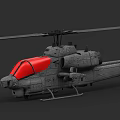 Military Helicopter With Gray Fuselage Red Canopy Rotor Blades And Armament
