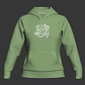 Light Green Casual Hoodie With White Text Design And Comfortable Fit