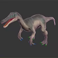 Theropod Dinosaur with Long Snout Sharp Teeth and Grayish Blue Body in Standing Pose
