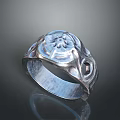 Elegant Silver Fashion Ring with Intricate Floral Pattern Shiny Metallic Surface 3d model