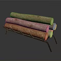 Tree Logs Stacked on Black Metal Rack for Home Decoration