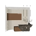 Antique reception desk background wall 3d model