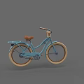 Light Blue Vintage Bicycle With Brown Seat Wooden Handlebars And Cream Wheels