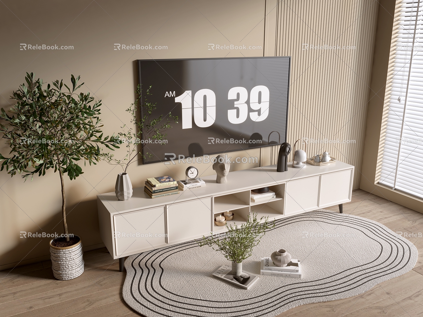 Modern Cream Style TV Cabinet Whole Cabinet Sideboard Cabinet Balcony Cabinet Storage Cabinet Entrance Cabinet 3d model