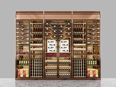 Elegant Modern Wine Cabinet With Glass Doors Multi layer Shelves And Wine Bottles Storage 3d model