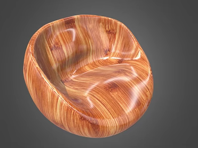 Natural Wooden Chair Featuring Round Shape And Smooth Wood Grain Surface 3d model