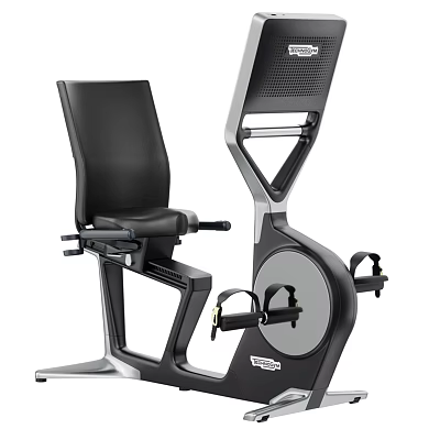 Modern Stationary Bike Fitness Equipment With Black Seat Pedals And Control Panel 3d model