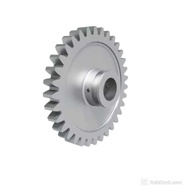 Mechanical Metal Gear With Sharp Teeth And Central Mounting Hole Design 3d model 