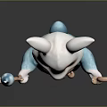 Anthropomorphic White Rabbit Fantasy Character Wearing Blue Robe With Staff Teardrop Ornament And Bell Belt
