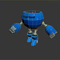 Blue Robot Game Movie Character Featuring Blue Team Logo And Mechanical Appearance