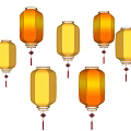 Traditional Decorative Hanging Lanterns With Yellow Orange Hues And Red Tassels Design