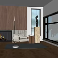Modern sofa combination side table green plant carpet floor lamp 3d model