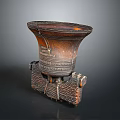 Detailed Intricate Wooden Sculptural Carving With Ornate Patterns And Decorative Base