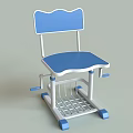 Blue Children's Study Desk With Adjustable Metal Frame And Grid Storage Design