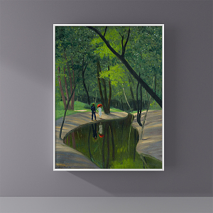 Modern Landscape Painting Green Restaurant Historical Painting Natural Landscape Decoration Painting 3d model