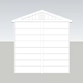 White Garden Shed Exterior Design With Brown Door And Blue Paned Window