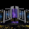 Concert Stage With Starry Background And Brilliant Lighting 3d model