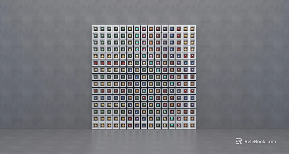 Colorful Square Tiles Arranged in Grid Pattern on Decorative Wall Surface 3d model