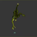 Green Scaled Dinosaur Like Character Reaching For Blue Butterfly In Gray Scene