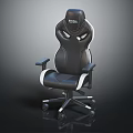 Modern Black And White Leather Gaming Chair With Adjustable Armrests And Swivel Wheels
