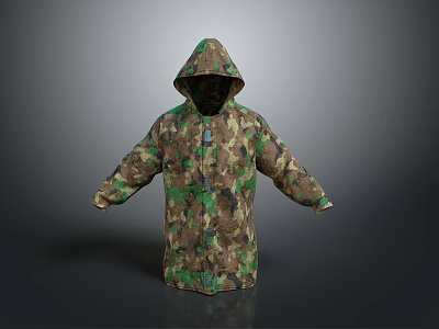Camouflage Pattern Raincoat Featuring Hooded Design And Water Resistant Fabric For Daily Use 3d model