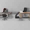 modern office desk and chair 3d model
