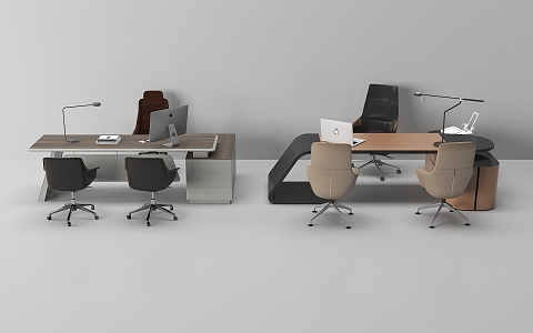 modern office desk and chair 3d model