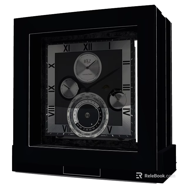 Classic Vintage Table Clock With Roman Numerals And Decorative Metal Dials 3d model 