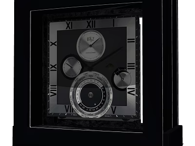 Classic Vintage Table Clock With Roman Numerals And Decorative Metal Dials 3d model
