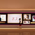 Elegant Costume Jewelry Store Interior With Gold Counters And Lighting Design