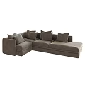 Grey Sectional Multi Person Sofa With Plush Upholstery And Multiple Soft Cushions 3d model