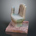 Artistic Hand Shaped Stone Sculpture With Square Textured Base As Decorative Art Piece