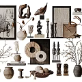 Elegant Home Decor Ornament Set with Statues Vases Candle Holders and Decorative Branches