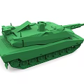 Realistic Green Military Tank Model With Turret Long Cannon And Tracks