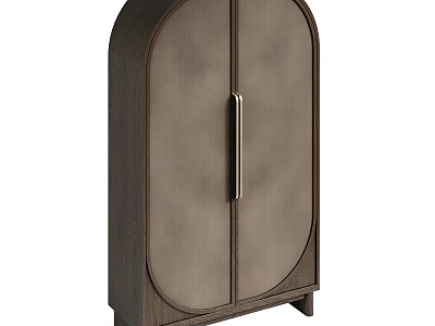 Contemporary Wooden Chest of Drawers With Double Doors Metal Handle And Sleek Storage Design 3d model