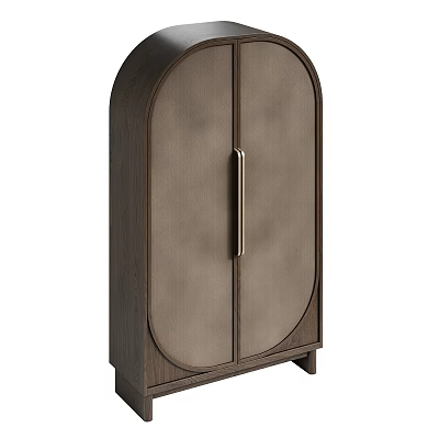 Contemporary Wooden Chest of Drawers With Double Doors Metal Handle And Sleek Storage Design 3d model