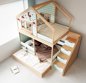 Modern Bed-and-out Children Bed-and-out 3d model