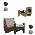 Modern Geometric Leisure Chair With Wooden Frame Upholstered Cushion And Rope Accents