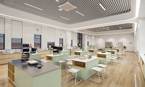 Modern Cooking Classroom Primary School Cooking Classroom 3d model