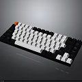 Mechanical Keyboard With Black White Design And Orange Accent Key For Office And Gaming Use