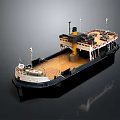 Detailed Model Ship Featuring Black White Hull Wooden Deck Yellow Chimney And White Flagpoles