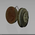Pair Of Rusty Metal Sub Field Grenades With Round Body And Fuse Mechanism
