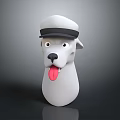 Cartoon Dog Character With White Hat Black Brim Sticking Tongue