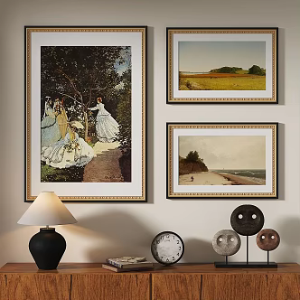 European classical French retro oil painting decorative painting 3d model