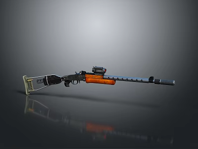 Advanced Modern Tactical Weapon With Orange Components Scope And Long Barrel Design 3d model